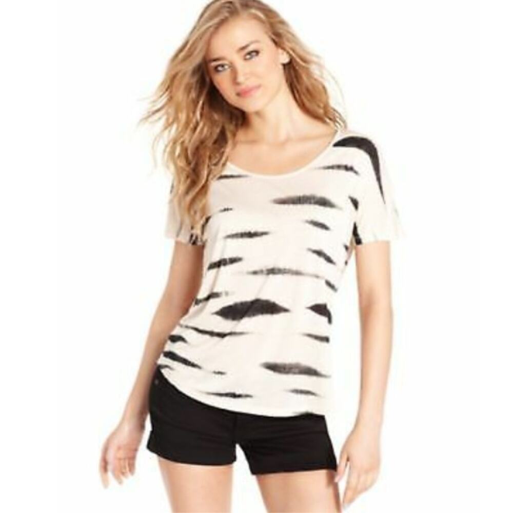 Kensie Semi Sheer Ivory Animal Print Top
